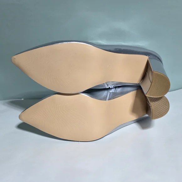 Allegra K Metallic Silver Heeled Boots - Picture 7 of 9